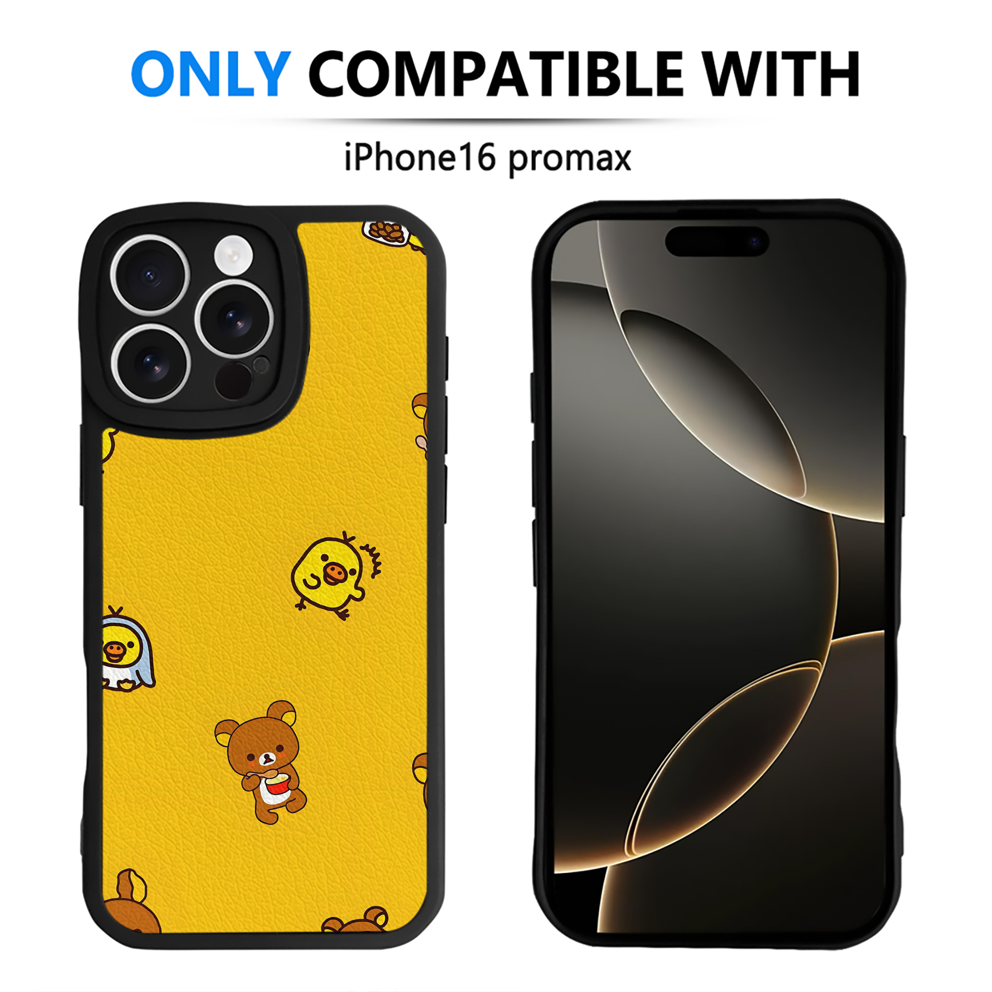 （画像用） リラックマ リラックマ キイロイトリ Rilakkuma Korilakkuma Kiiroitori 【iPhone 16シリーズ対応】シリコンスマホケース（レザー調） 材質：シリコン